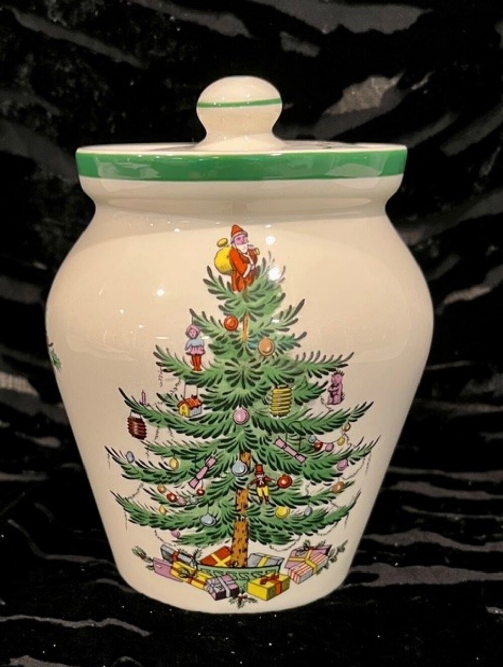 Vtg 1999 Spode Christmas Tree Sm Canister Ginger Jar MADE IN ENGLAND NWOB